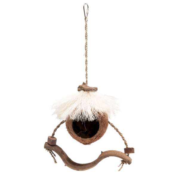 Karlie-Flamingo Natural Vogelspielzeug Kokoshaus mit Schaukel