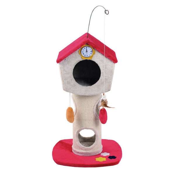 Karlie Kratzbaum Coucou mit echter Quarzuhr - Beige/Rot