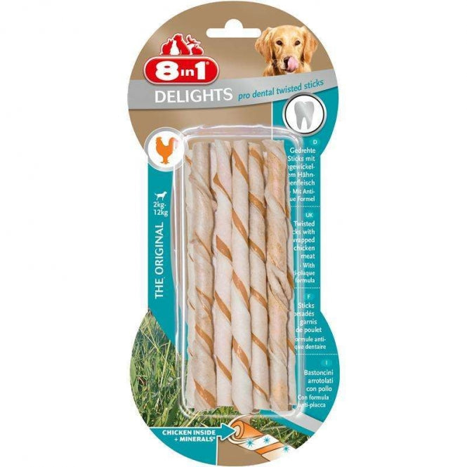 8in1 Delights Pork Twisted Sticks 10 Stück