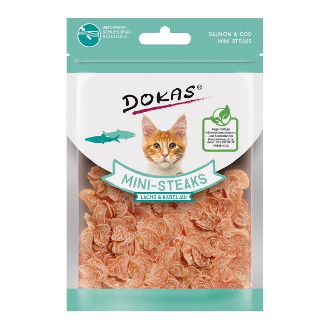 Dokas Cat Snack Ministeak Lachs & Kabeljau 25g