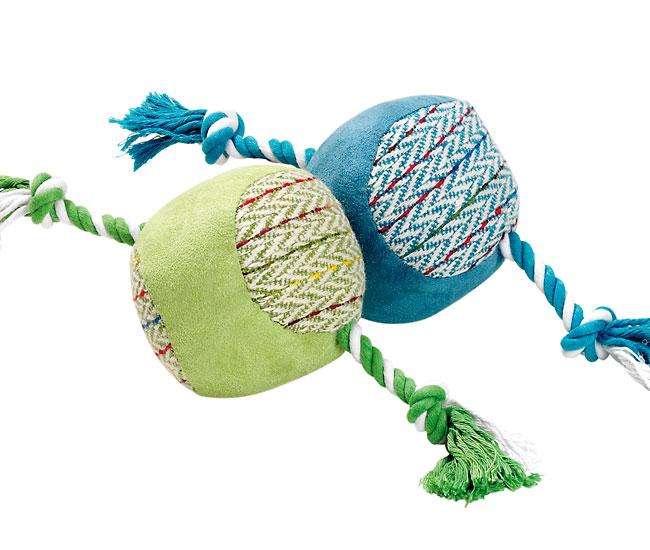Karlie COTTAGE LINE Ball mit Seil - Blau, 22 cm