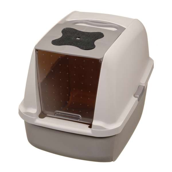 CATIT Katzentoilette mit klappbarer Abdeckung - Grau/Grau