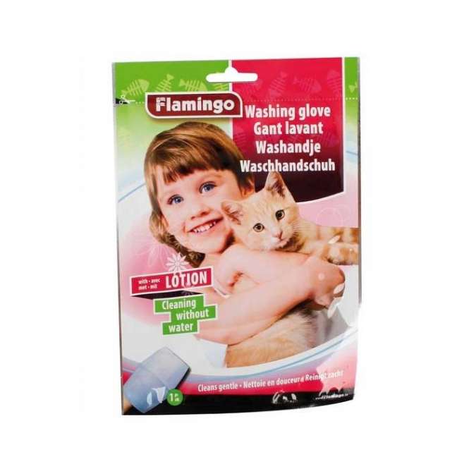 Karlie Flamingo Waschhandschuh mit Lotion für Katzen
