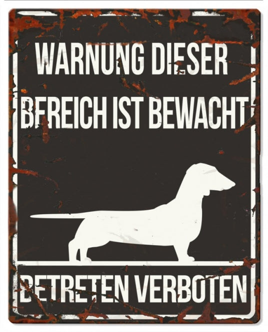 D&D Warnschild groß Dachshund, schwarz