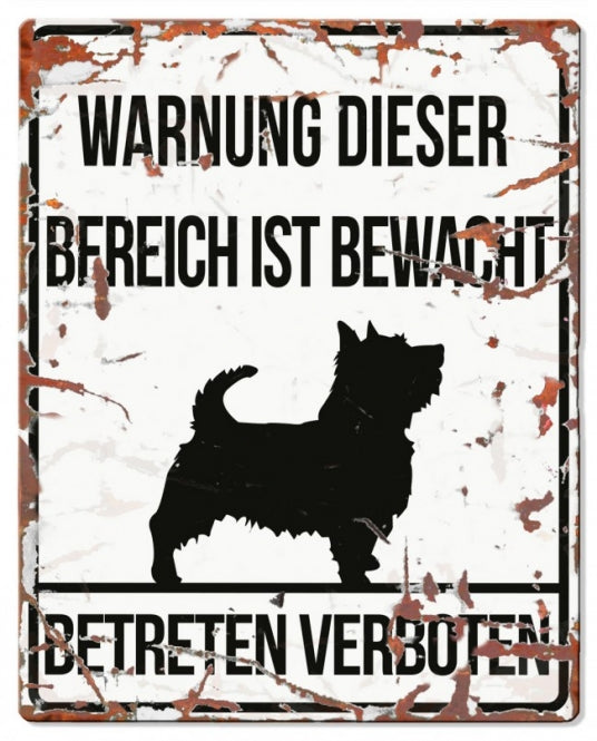 D&D Warnschild groß Terrier, weiß