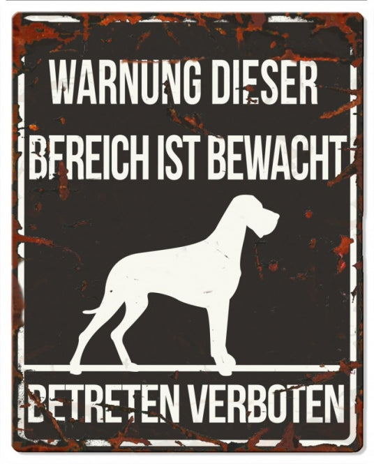 D&D Warnschild groß Dänische Dogge, schwarz