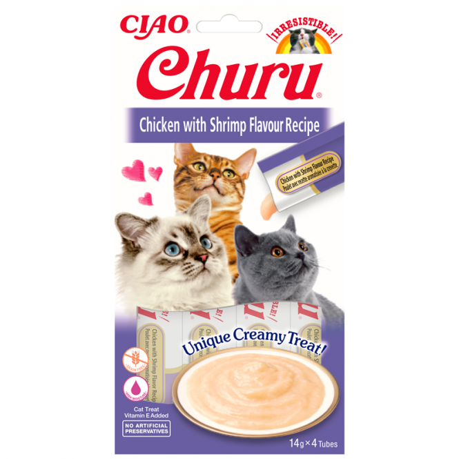 Inaba Churu Cat Püree Huhn & Garnelen 4 x 14g