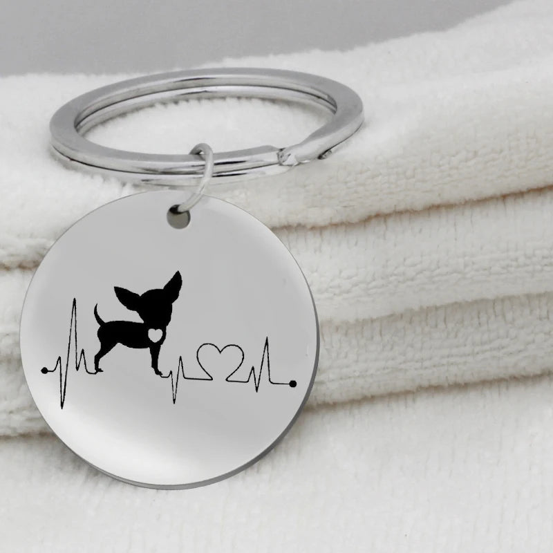 Herzschlüsselanhänger Chihuahua Bulldog Dachshund Bull Terrier ,Schmuck für süße Welpen