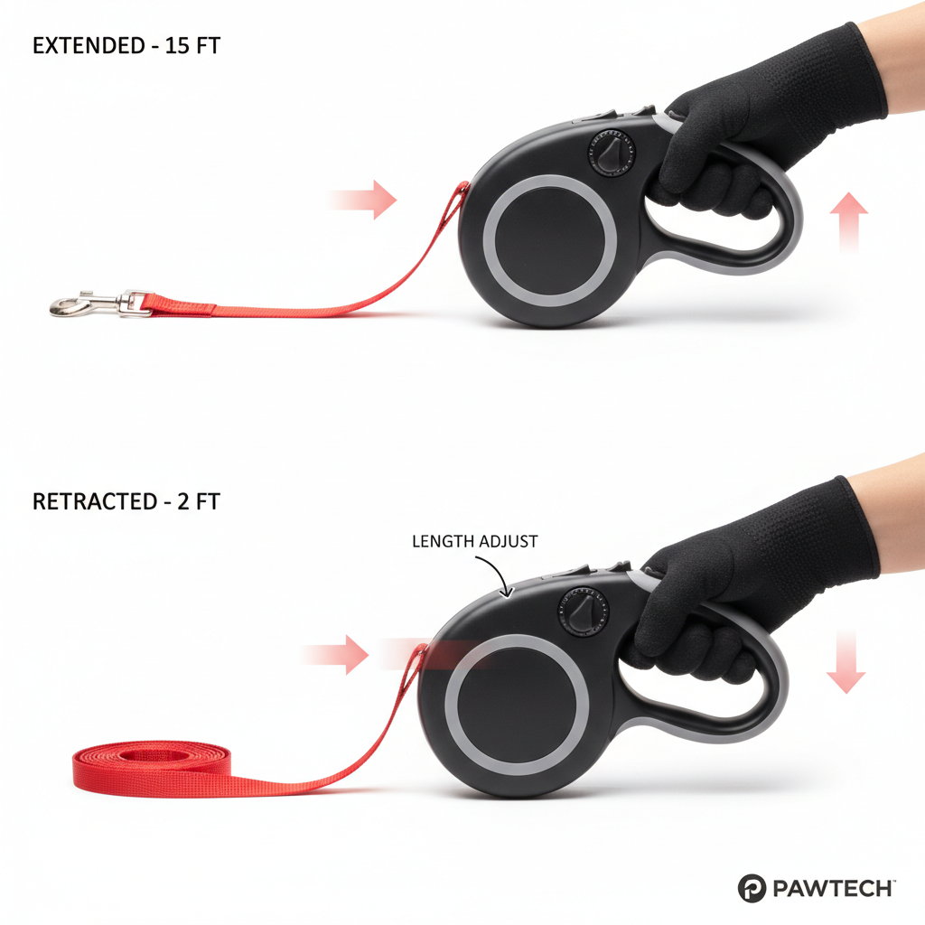 Automatisch einziehbare Hundeleine Funktion