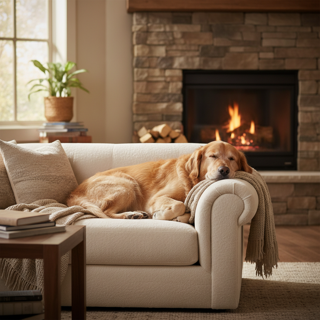 Bequemes Hundesofa in Verwendung