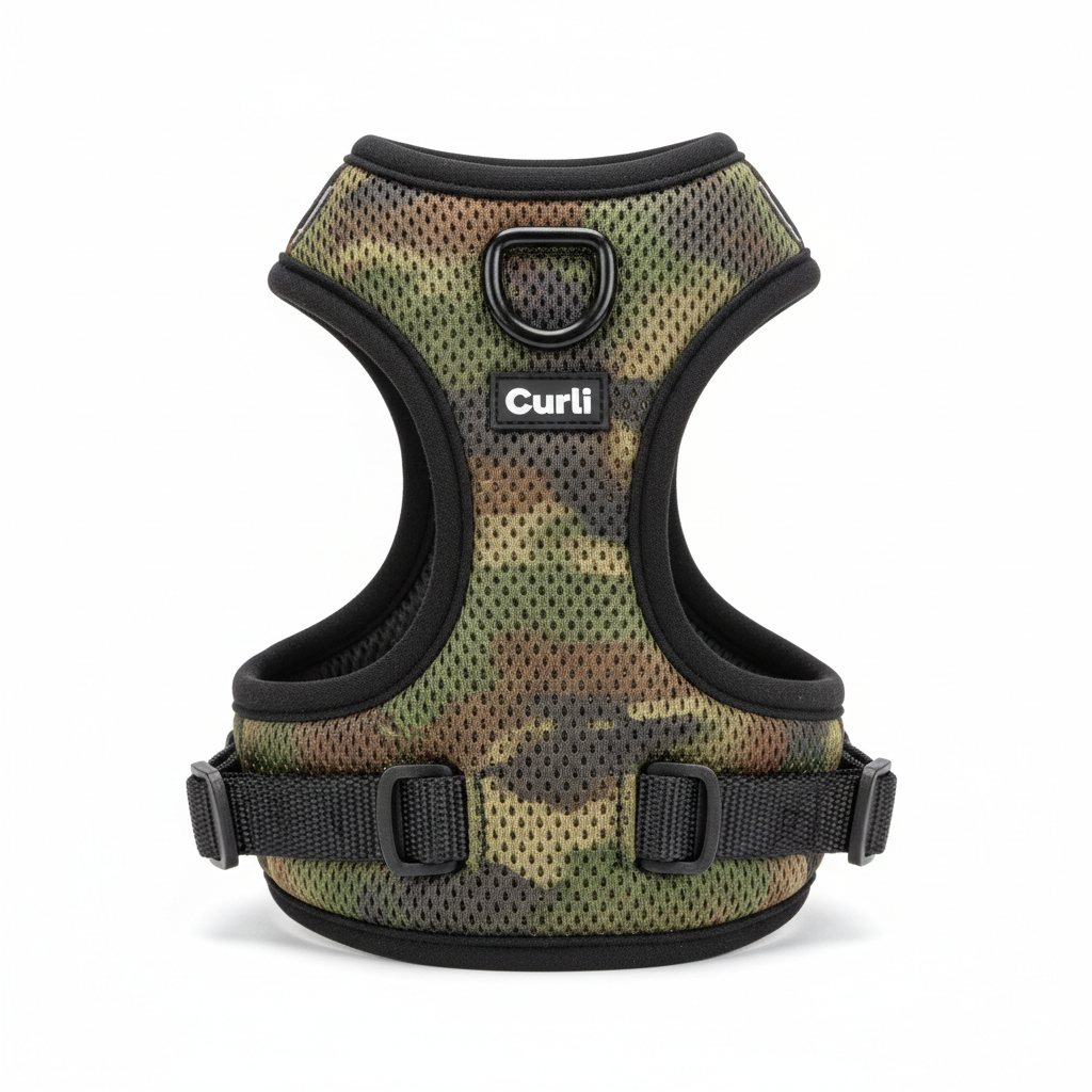 Curli Vest Geschirr Air-Mesh Camo - Rückansicht mit D-Ring