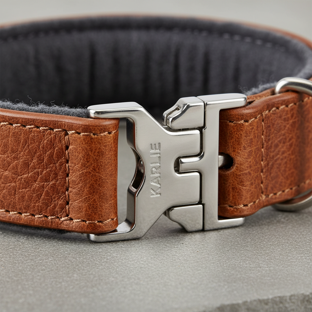 Karlie Buffalo Ultra Lederhalsband Braun Büffelleder Detailansicht