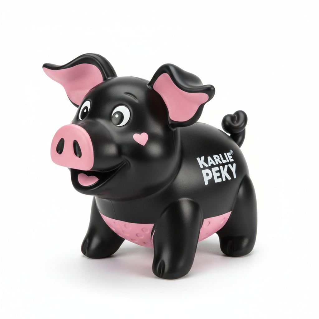Karlie Latex-Schwein PEKY Schwarz 22cm Quietschspielzeug