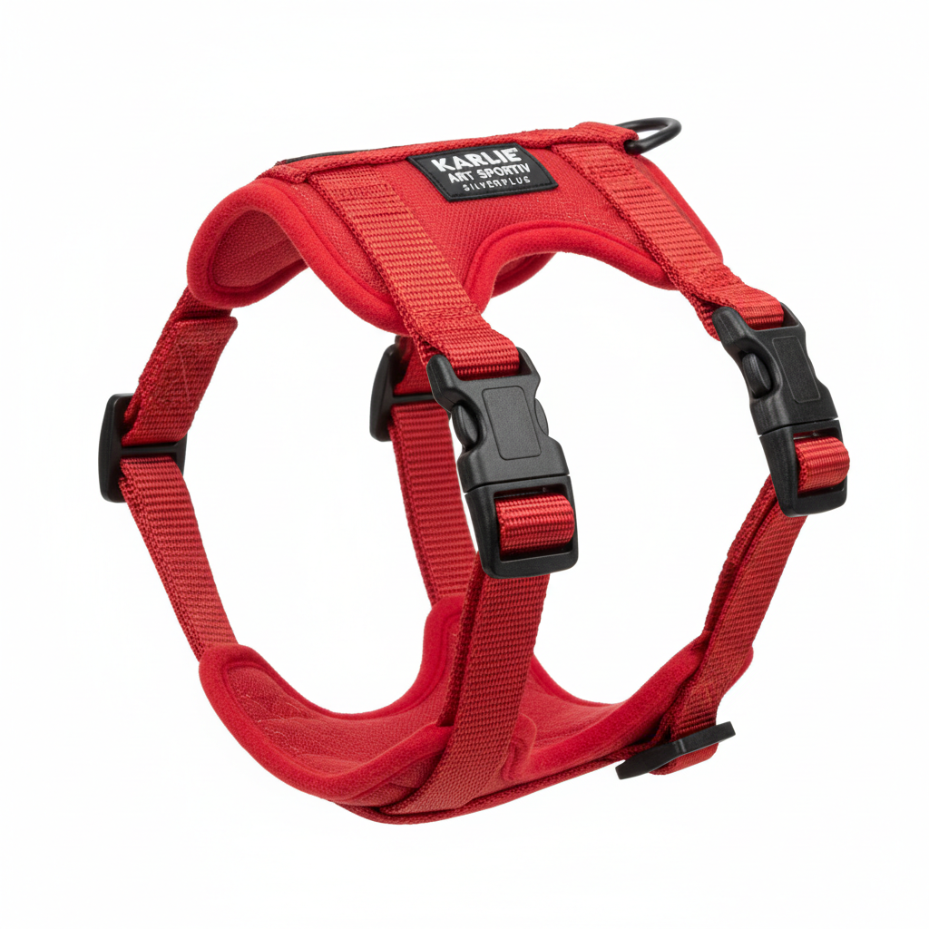 Karlie Art Sportiv Silverplus Geschirr Rot 25mm 87-128cm Seitenansicht