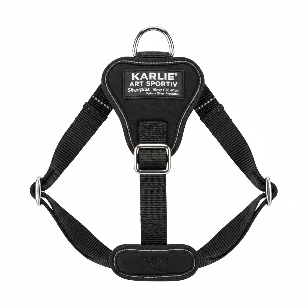 Karlie Art Sportiv Silverplus Geschirr Schwarz 10mm Hauptansicht