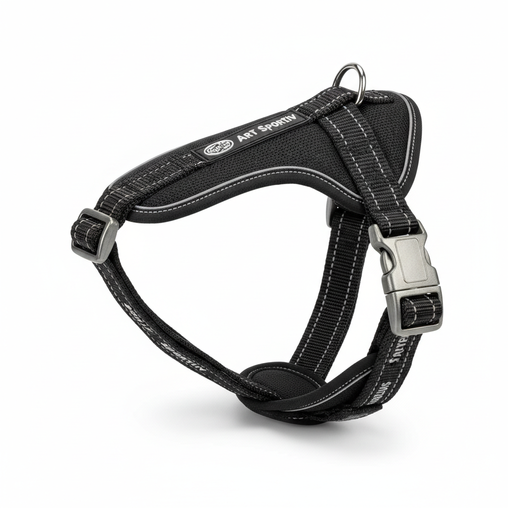 Karlie Art Sportiv Silverplus Geschirr Schwarz 10mm Seitenansicht
