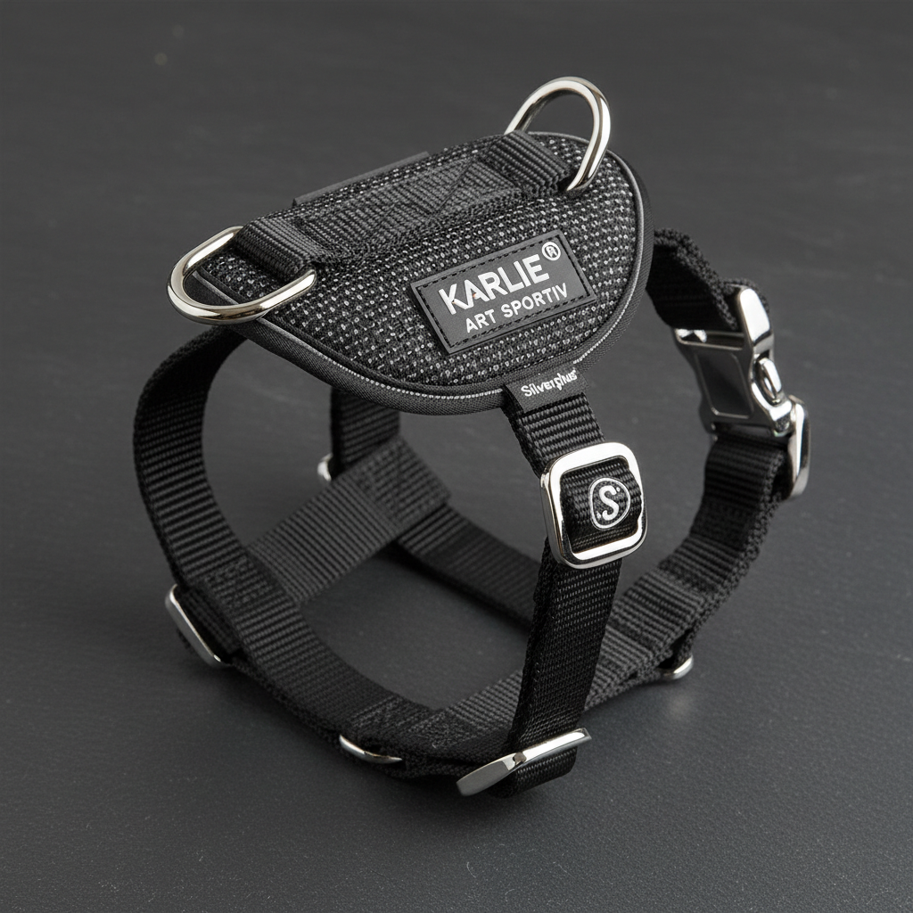 Karlie Art Sportiv Silverplus Geschirr Schwarz 20mm Detail