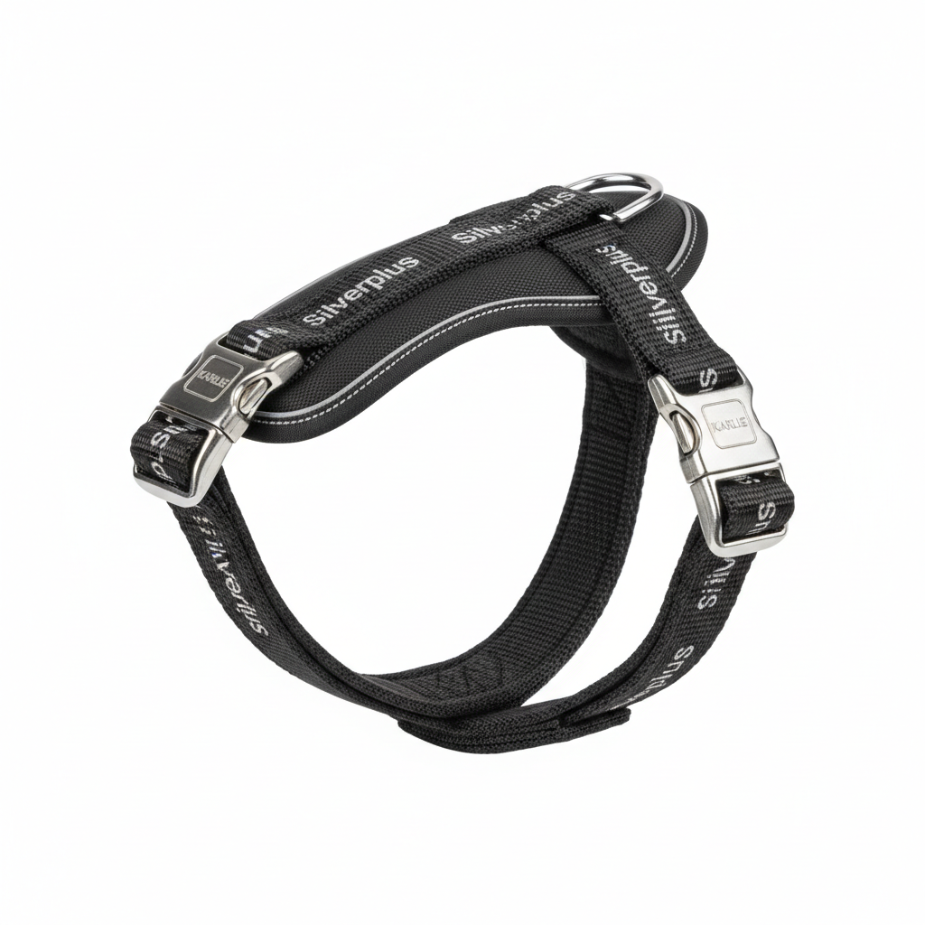 Karlie Art Sportiv Silverplus Geschirr Schwarz 20mm Seitenansicht