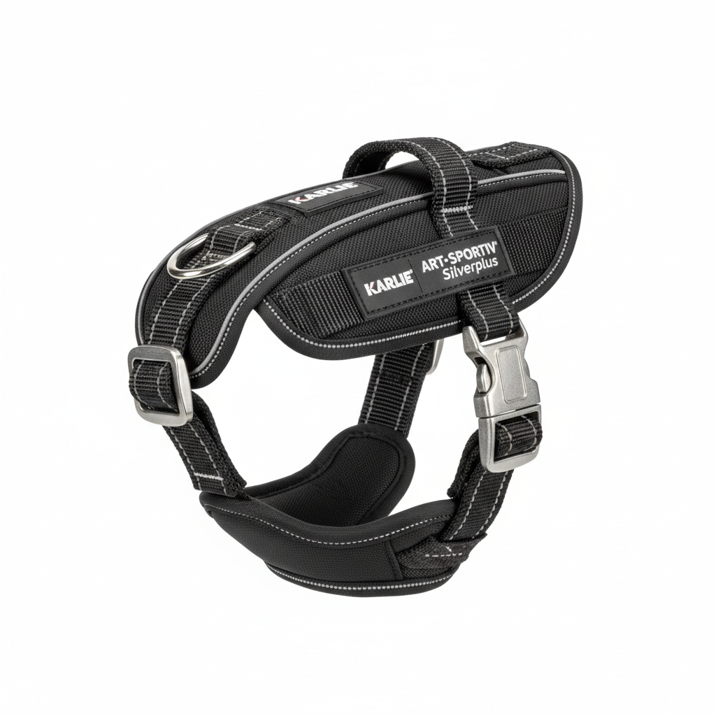 Karlie Art Sportiv Silverplus Geschirr Schwarz 25mm 87-128cm Seitenansicht