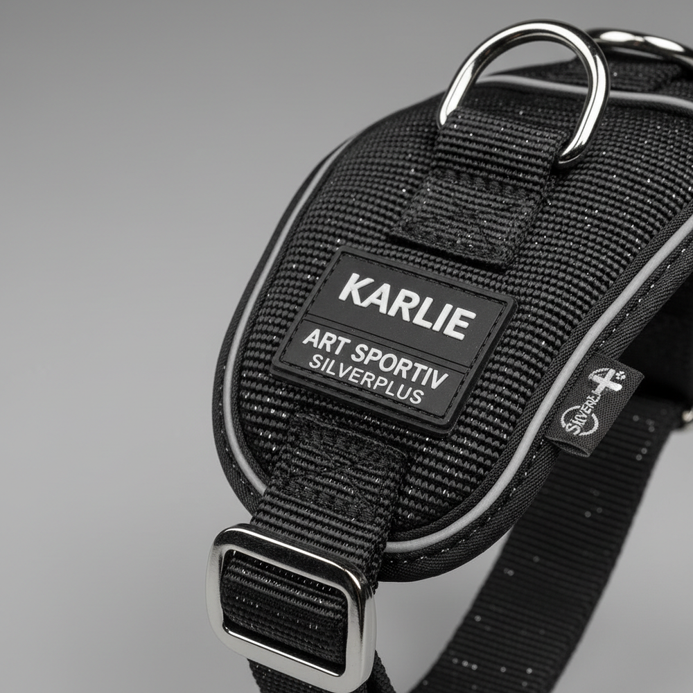 Karlie Art Sportiv Silverplus Geschirr Schwarz 25mm Detail