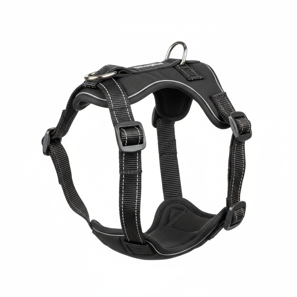 Karlie Art Sportiv Silverplus Geschirr Schwarz 25mm Seitenansicht