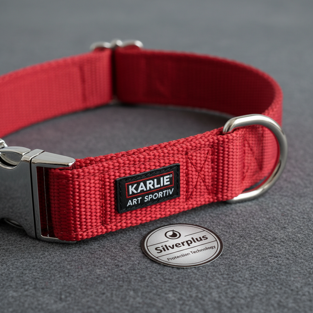 Karlie Art Sportiv Silverplus Halsband Rot 15mm x 30-45cm Detail