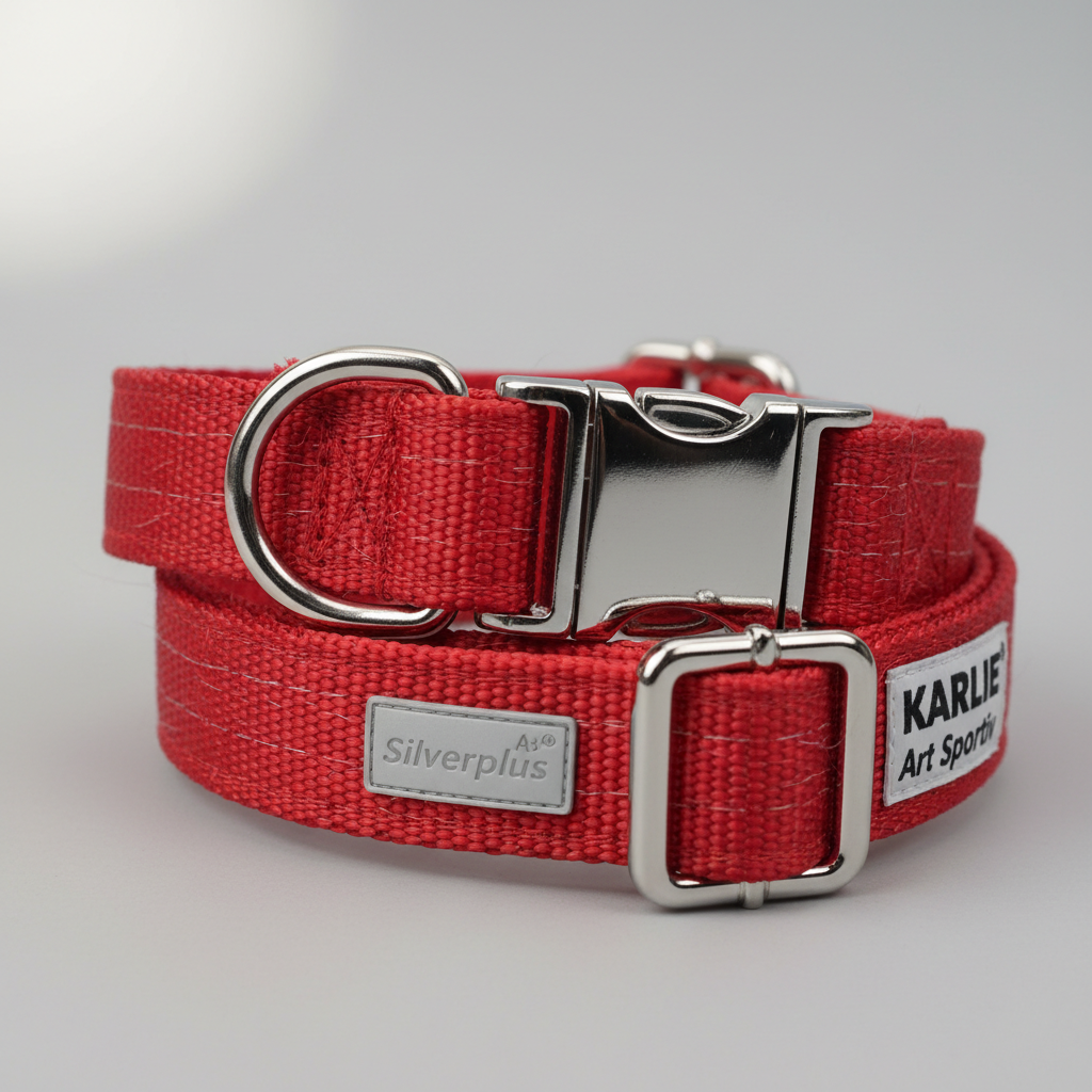 Karlie Art Sportiv Silverplus Halsband Rot 20mm x 40-55cm Detail