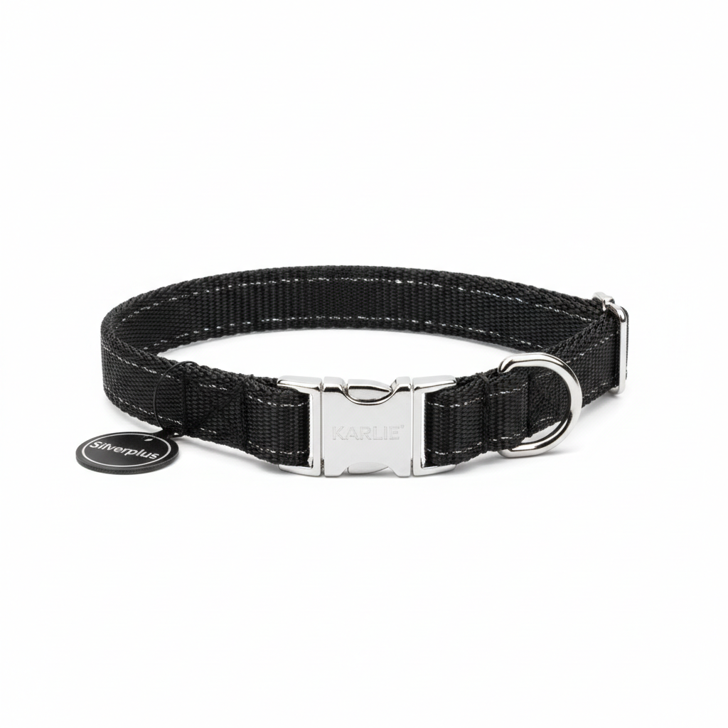 Karlie Art Sportiv Silverplus Halsband Schwarz 10mm x 20-35cm Hauptansicht