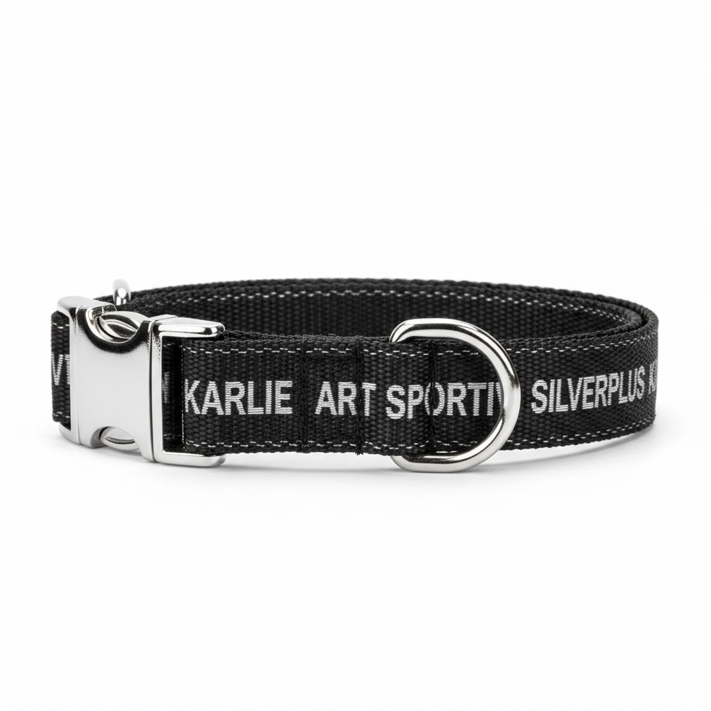 Karlie Art Sportiv Silverplus Halsband Schwarz 10mm x 20-35cm Seitenansicht