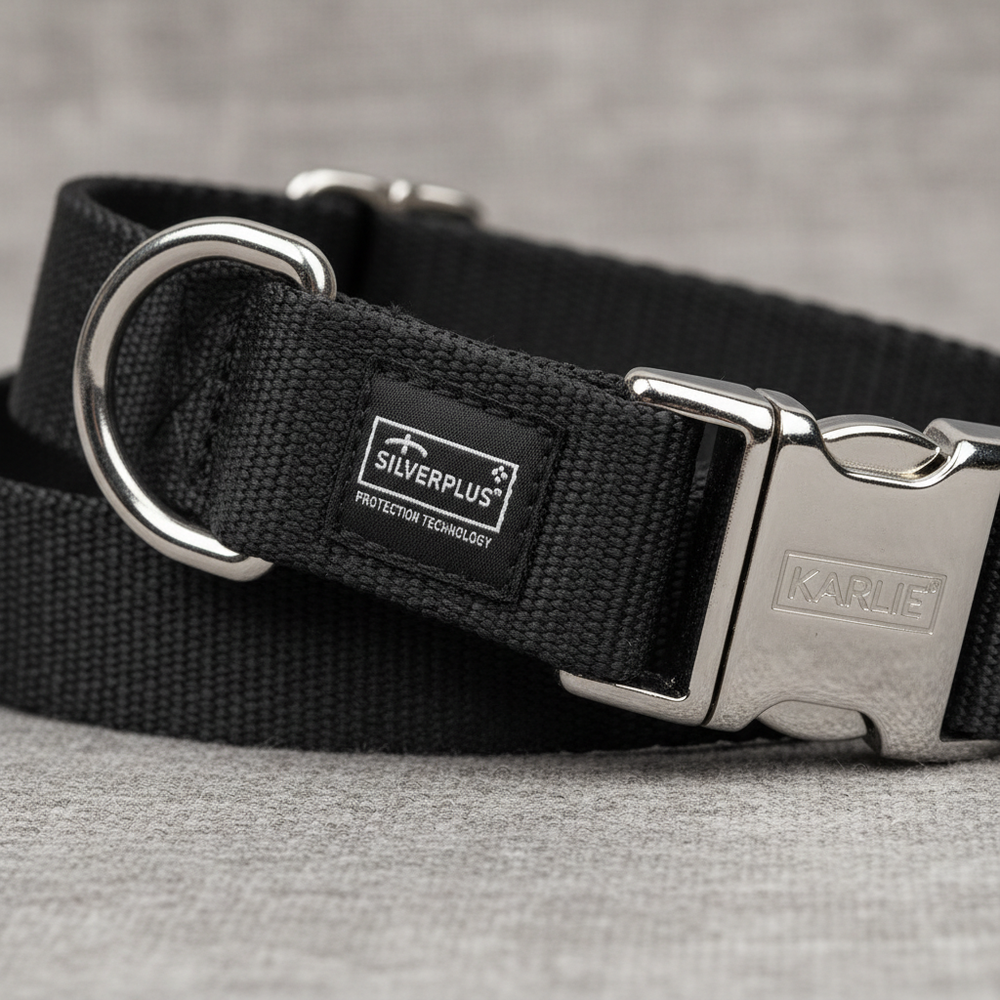 Karlie Art Sportiv Silverplus Halsband Schwarz 15mm x 30-45cm Detail