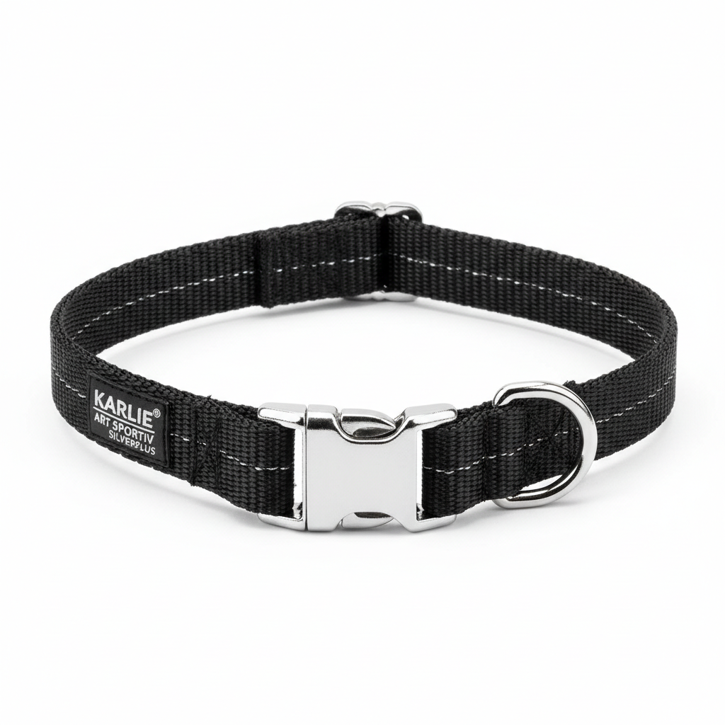 Karlie Art Sportiv Silverplus Halsband Schwarz 15mm x 30-45cm Hauptansicht