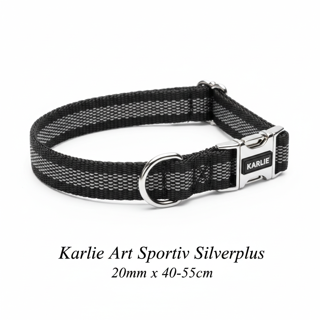 Karlie Art Sportiv Silverplus Halsband Schwarz 20mm x 40-55cm Hauptansicht