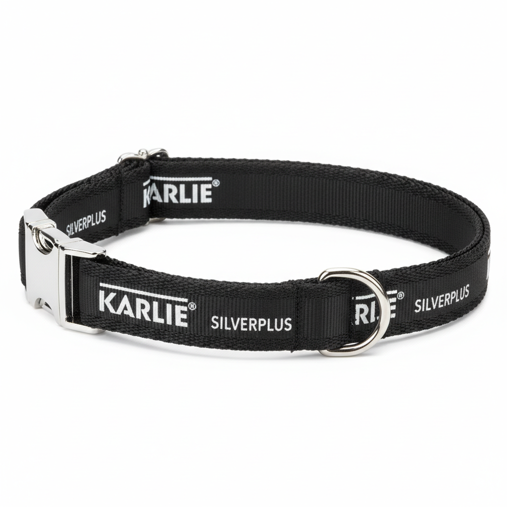 Karlie Art Sportiv Silverplus Halsband Schwarz 24mm x 45-65cm Seitenansicht