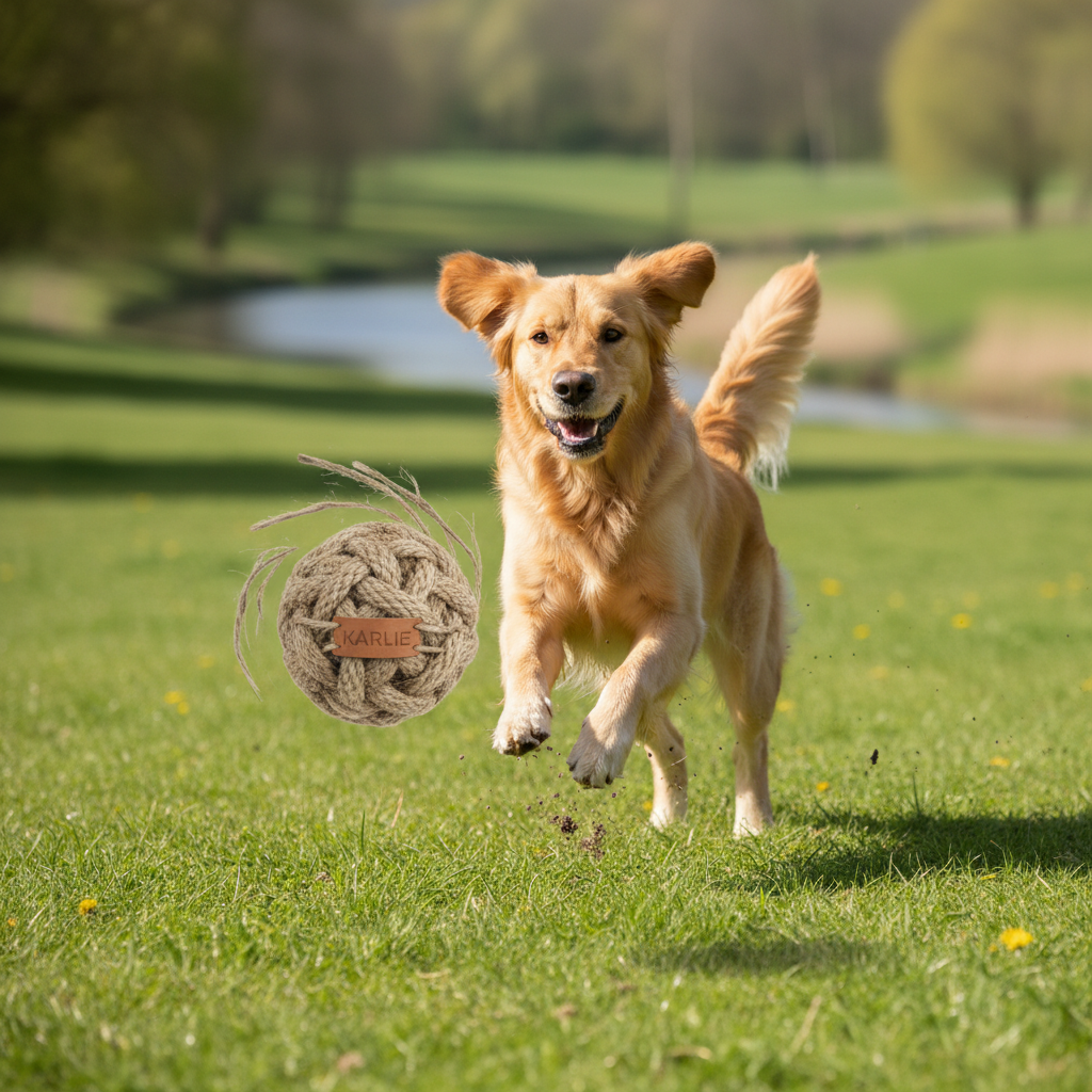 Karlie Jute-Spielzeug Ball 8cm im Spiel
