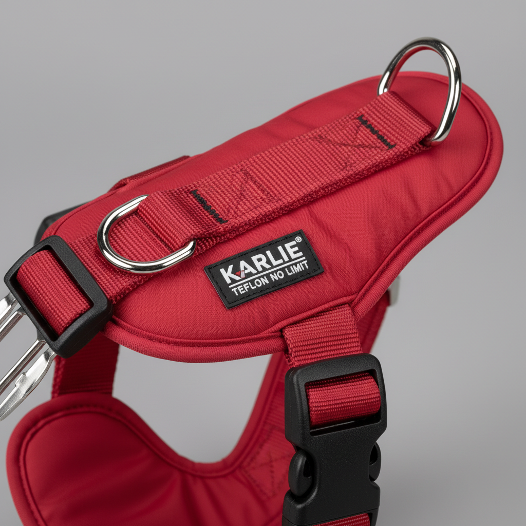 Karlie Teflon Geschirr No Limit Rot 20mm x 45-70cm Detail