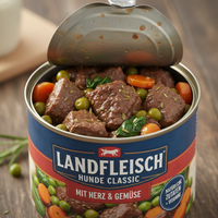 Landfleisch Dog Classic Geflügelherzen & Seelachs 400g Detail