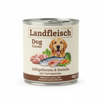 Landfleisch Dog Classic Geflügelherzen & Seelachs 400g Hauptansicht
