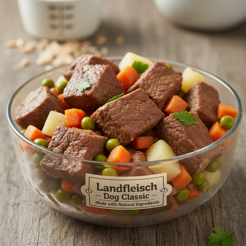 Landfleisch Dog Classic Geflügelherzen & Seelachs 800g Detail