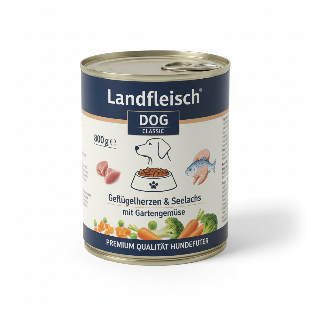 Landfleisch Dog Classic Geflügelherzen & Seelachs 800g Hauptansicht