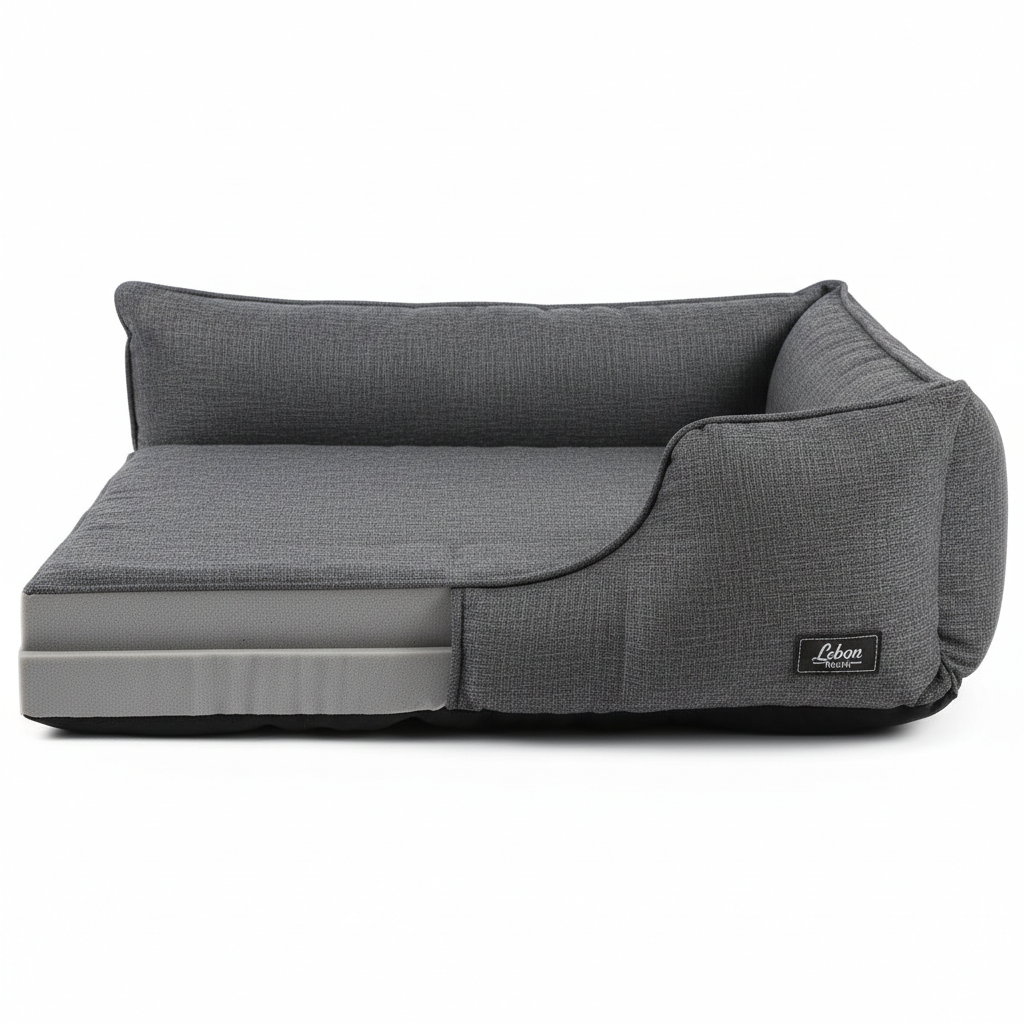 Lebon Hundebett Noah PLUS Grau 100x75cm Seitenansicht