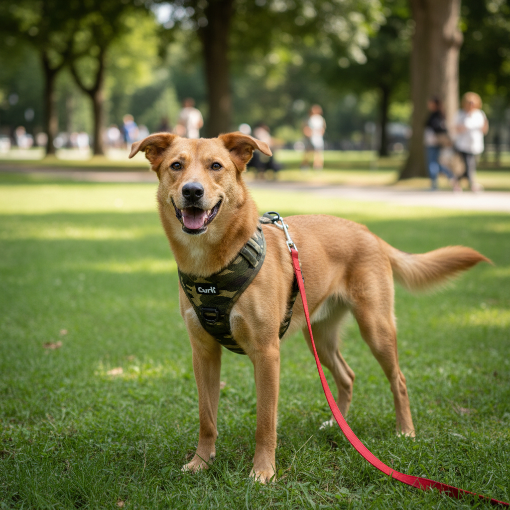 Mittelgroßer Hund mit Curli Vest Geschirr M