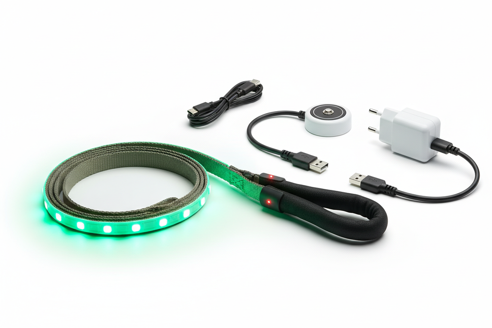 oLED Leine Grün mit USB Ladegerät