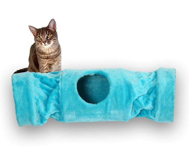 Pet-Star Katzentunnel MELLY, 90 cm - Hellblau