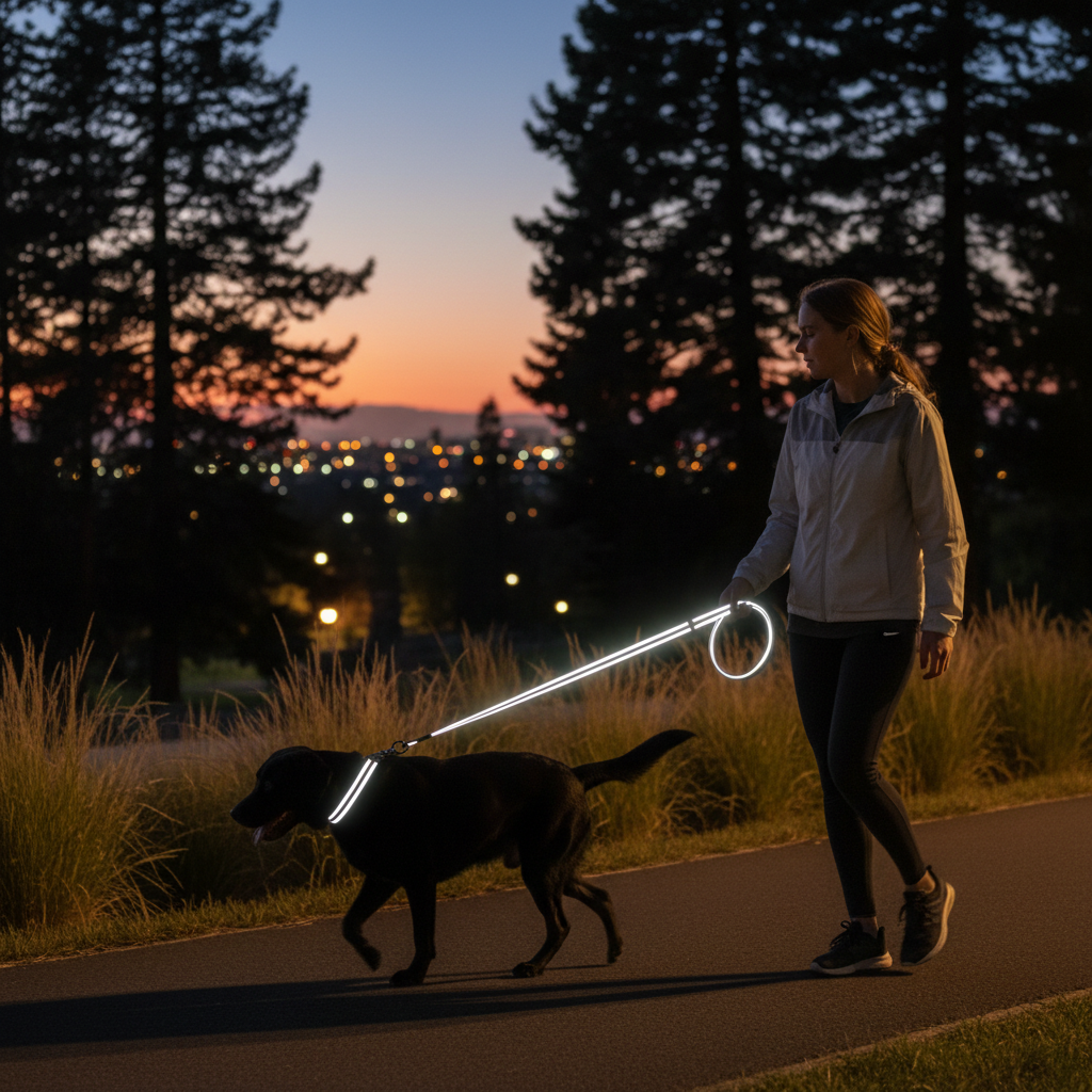 Reflektierende Hundeleine in Verwendung