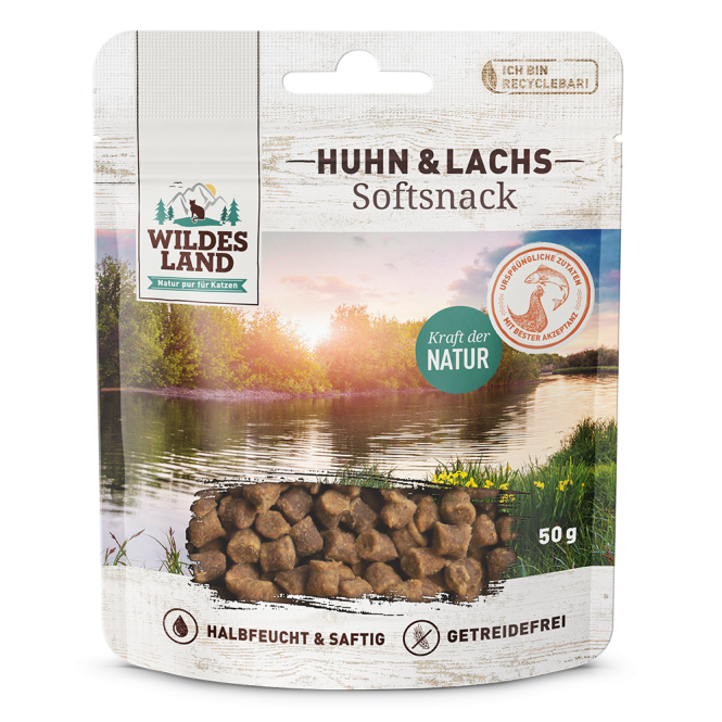 Wildes Land Cat Softsnack Huhn & Lachs 50g